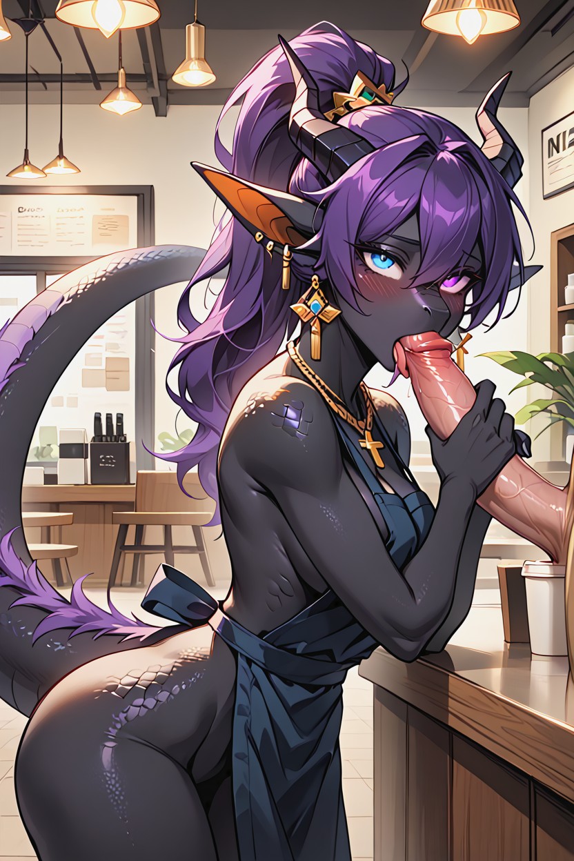 Black Skin, Fluffy Tail, Close Up Furry AI Porn