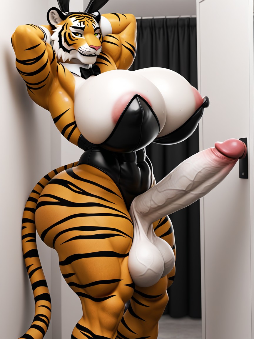 Saggy Balls, Raise One Leg, Puffy Nipple Furry AI Porn