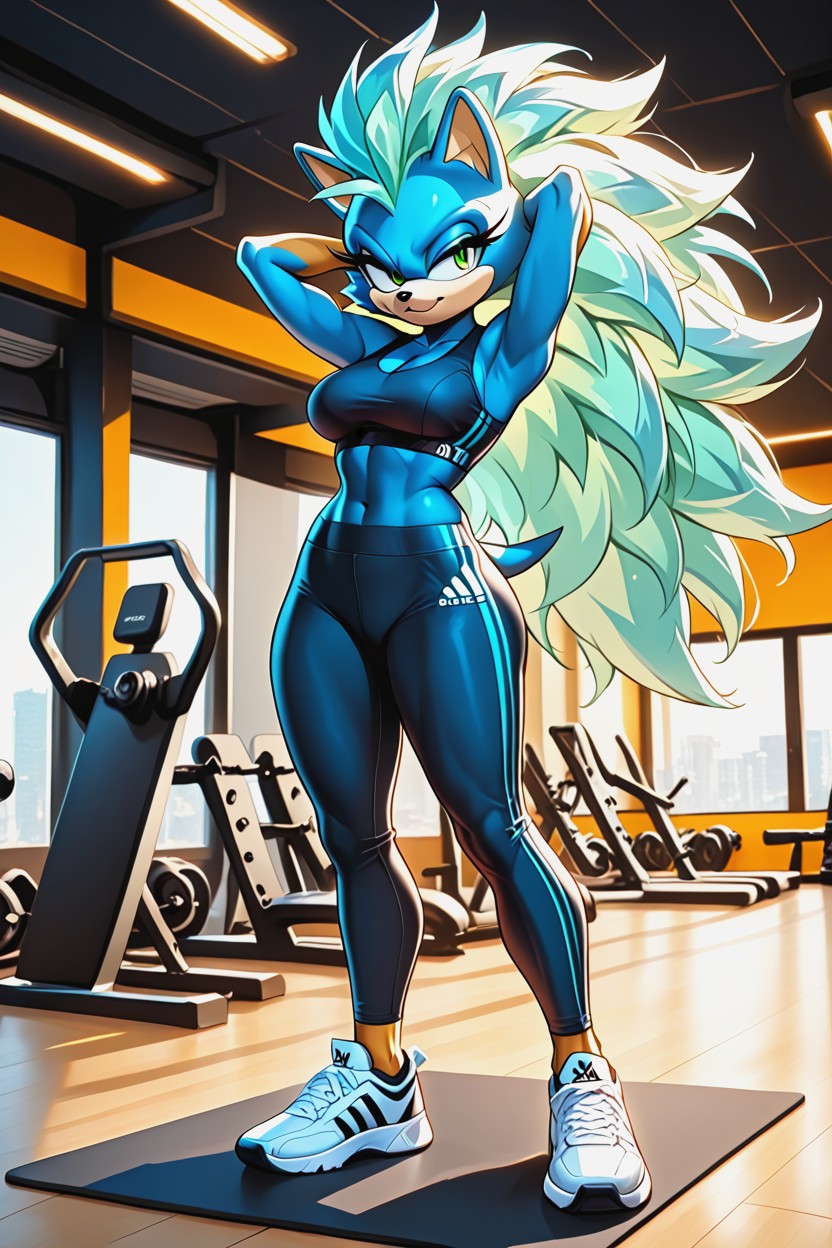 Hedgehog, Thick But Still Fit, Sporty Shorts Furry AI Porn