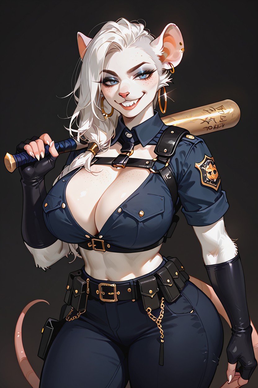 White Undercut, Pointy Teeth, Eyeshadow Furry AI Porn