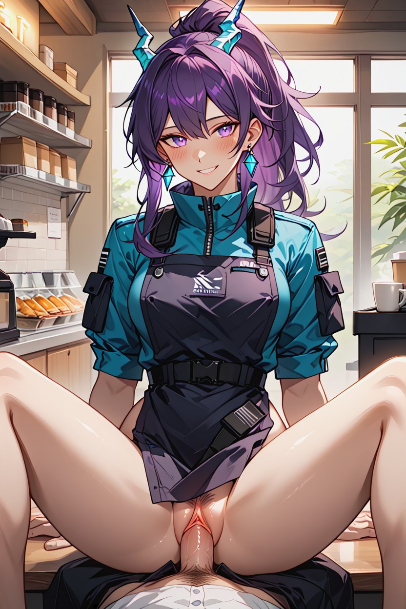 Sci-f, Purple Hair, Glowing Crystal Details Furry AI Porn