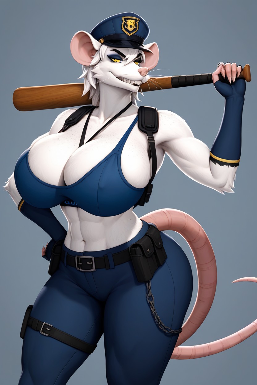 White Fur, Smirk, Navy Eyeshadow Furry AI Porn