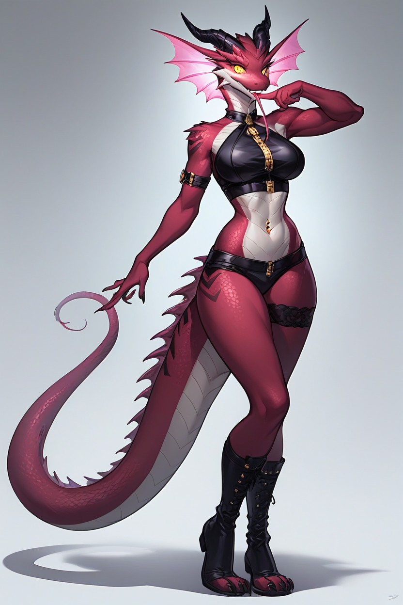 Tongue Is A Single Uniform Violet Color When Visible, Shading, Wide-eyed Surprised Expression Furry AI Porn