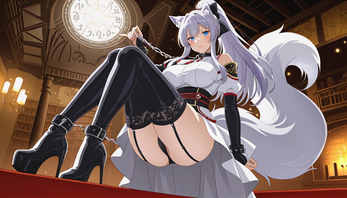 Sleek Ponytail, Platfrom Heels, Motion Pose Furry AI Porn