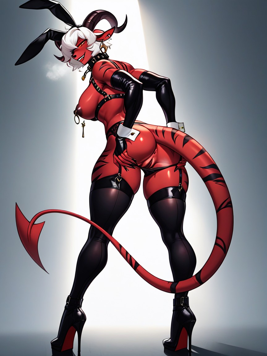 Puffy Nipples, Amber Pupils, Bdsm Harness Furry AI Porn