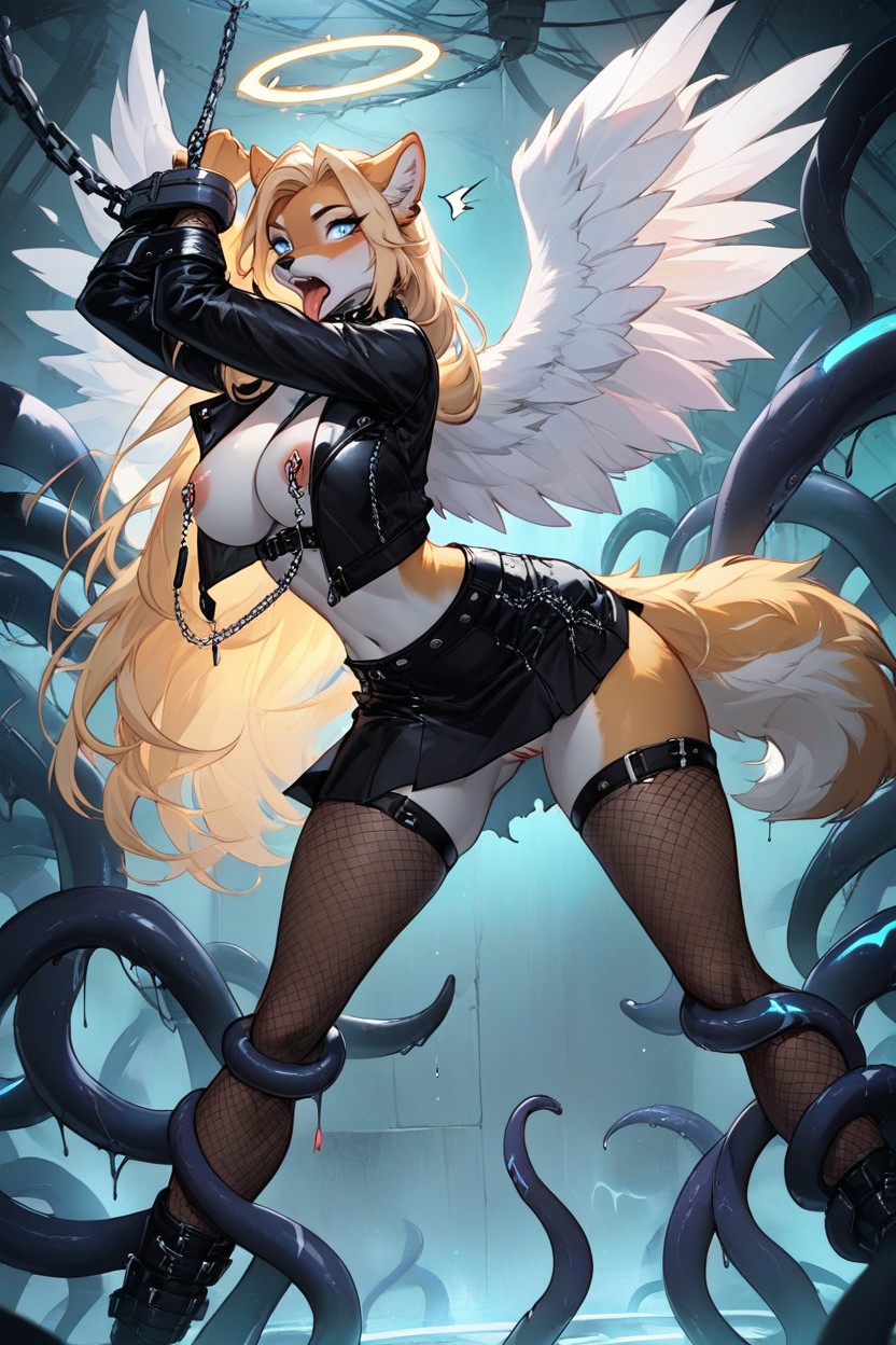 In A Lab, Blue Eyes, Torn Clothes Furry AI Porn