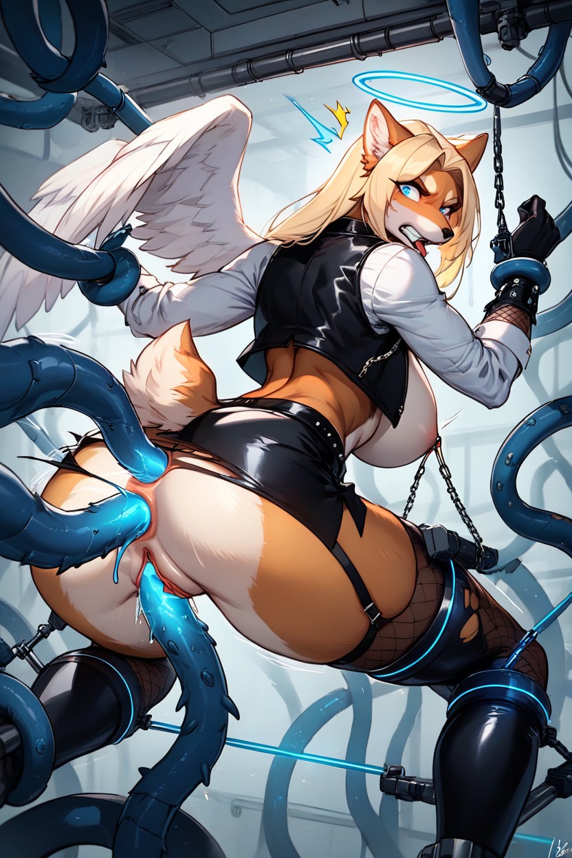 Shocked, Bent Over, Triple Penetration Furry AI Porn