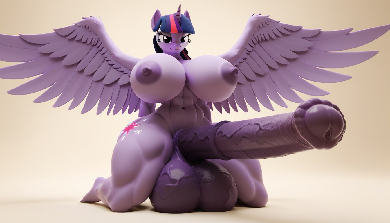 Rounded Breast, Purple Penis, Dark Purple Balls Furry AI Porn