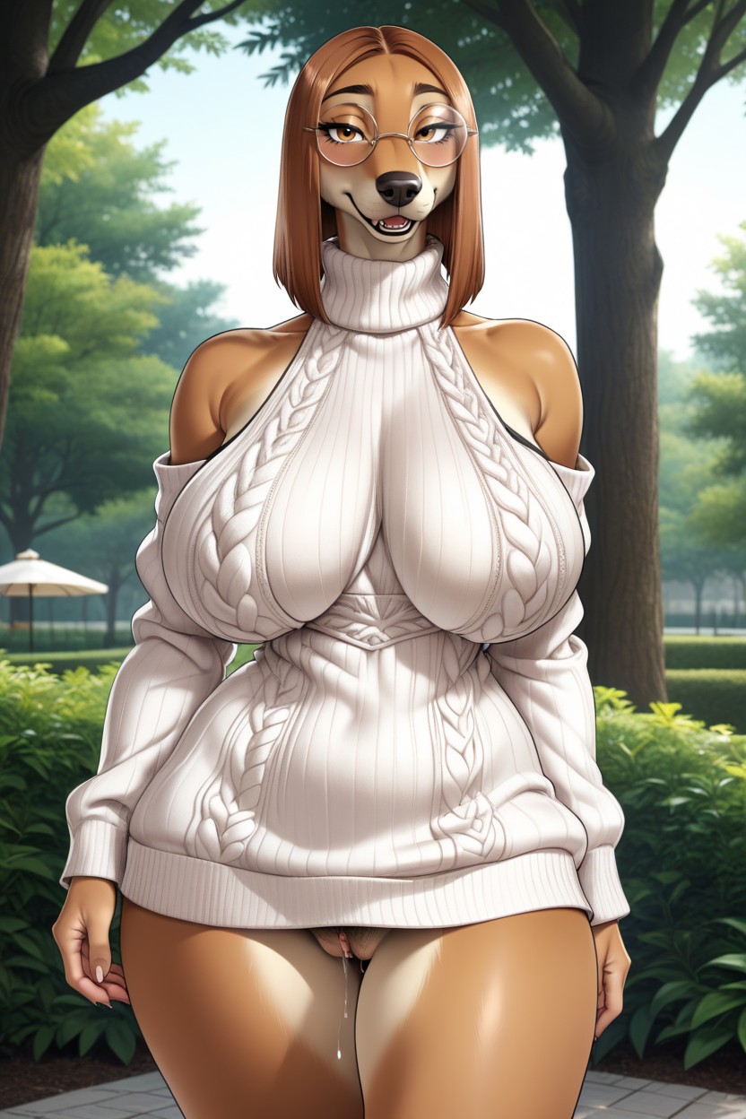 Anthro, Huge Sagging Breasts, Rounded Ass Furry AI Porn