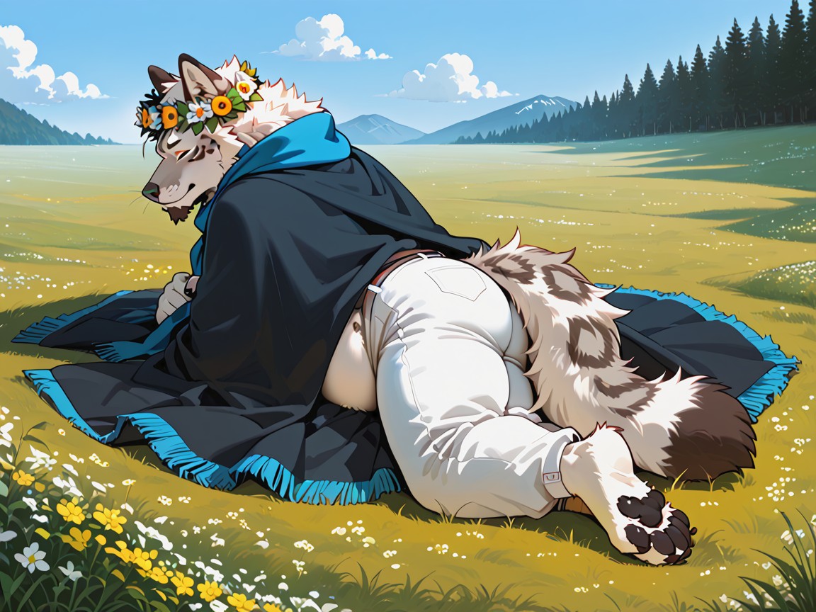 Chubby, Eyes Shut, Big Fuzzy Body Fur 퍼리 AI 야짤
