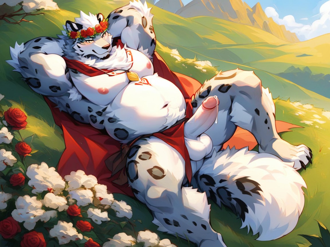 Dynamic Hands Placement, Flower Crown, Wide Body Furry AI Porn