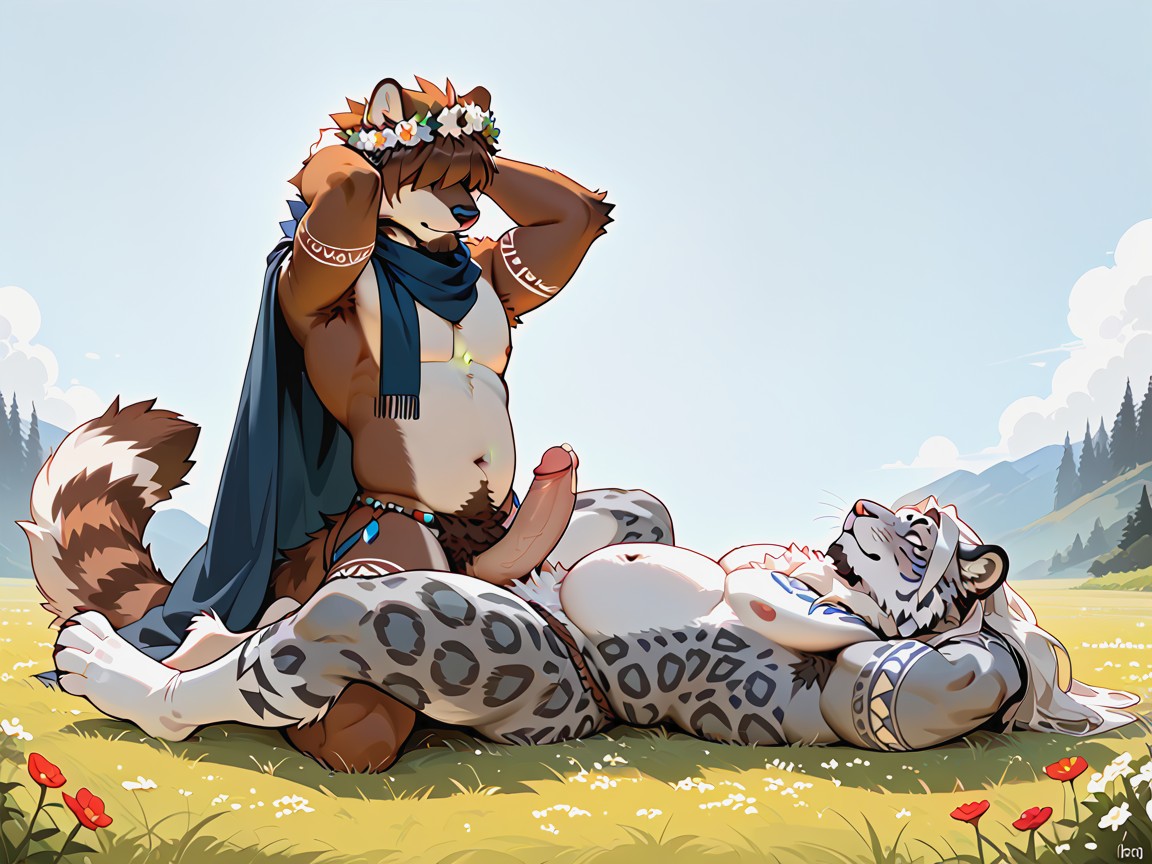 Meadow Background, Precum, Over Penis Furry AI Porn