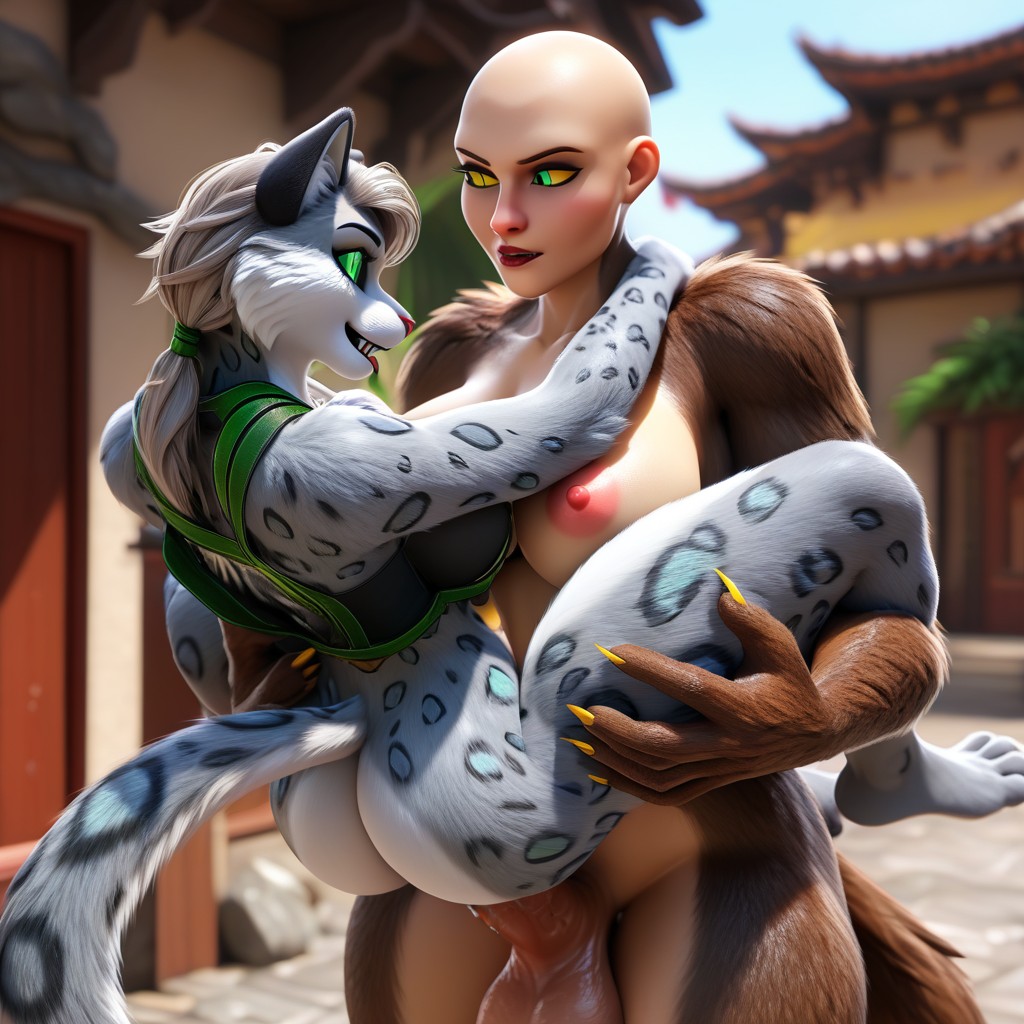 Futa X, 18+, Bald Futanari Gray Snow Leopard Dominant Furry IA