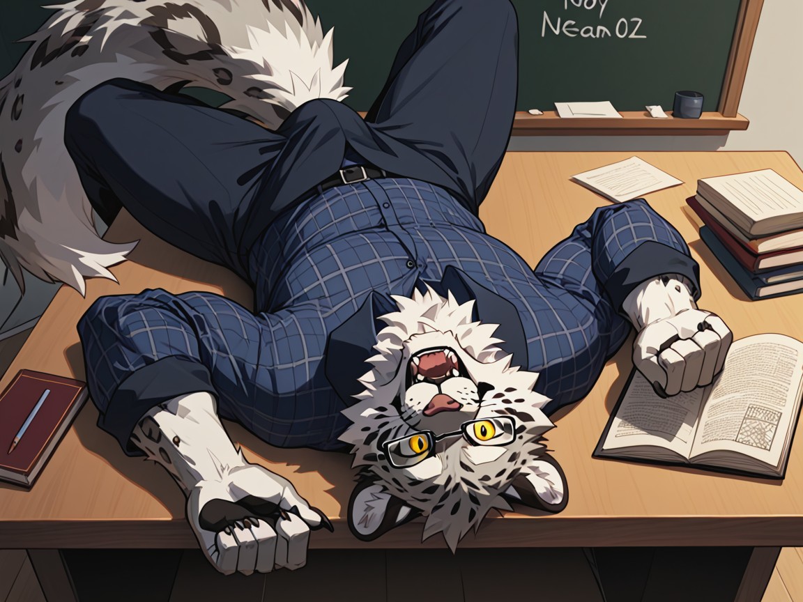 Giant Body, Glasses On, Solo Furry AI Porn