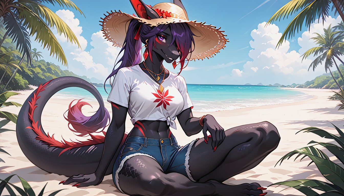 Soft Blush, Highly Detailed, Bright Purple Belly Part Furry IA