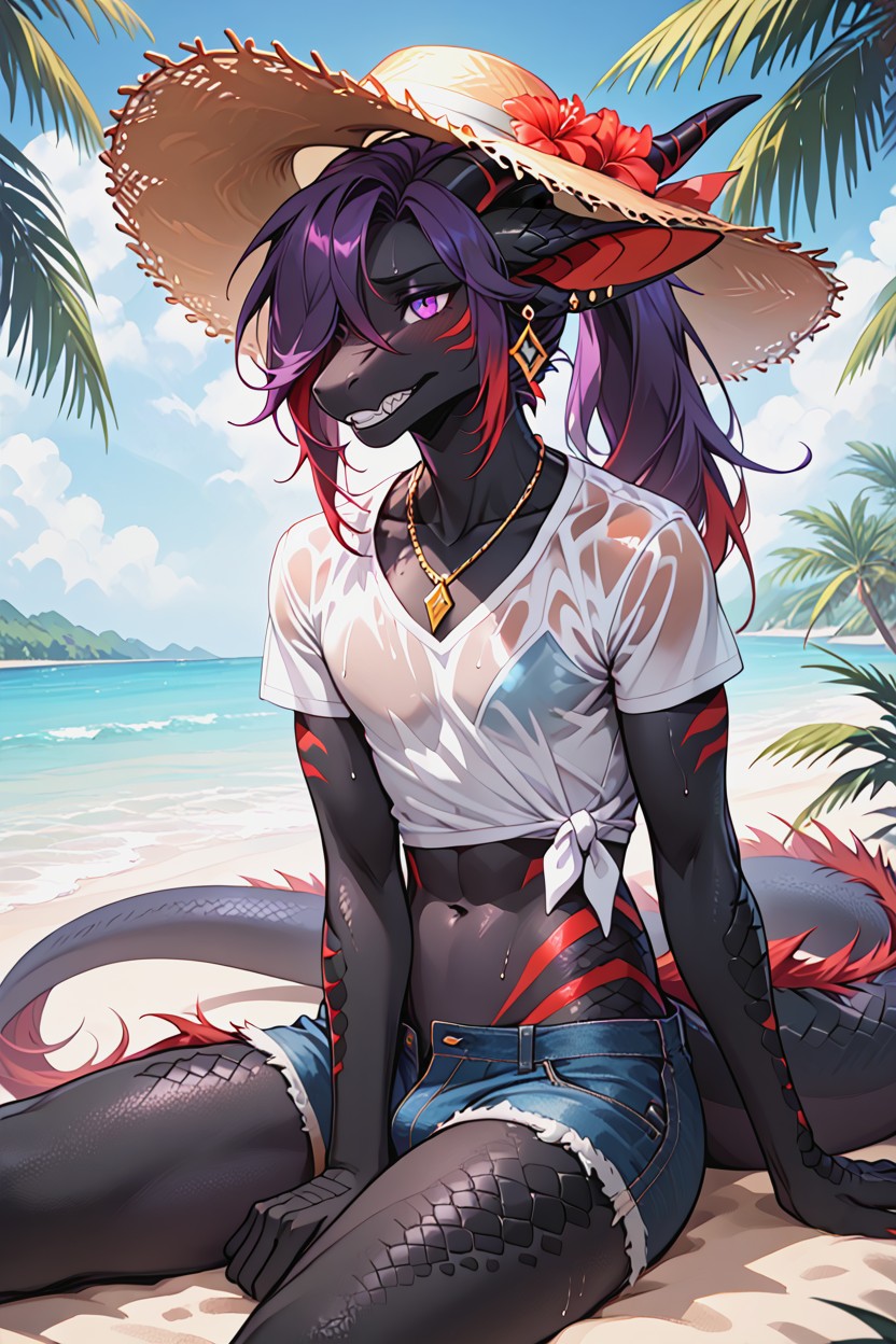 Dragón, Open Breast, Ponytail Furry IA