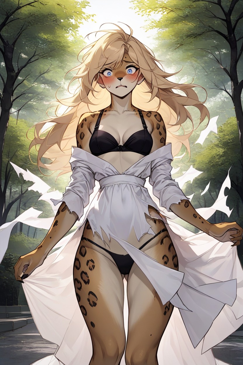 Front View, Exposed Belly, Exposed Shoulders Furry AI Porn