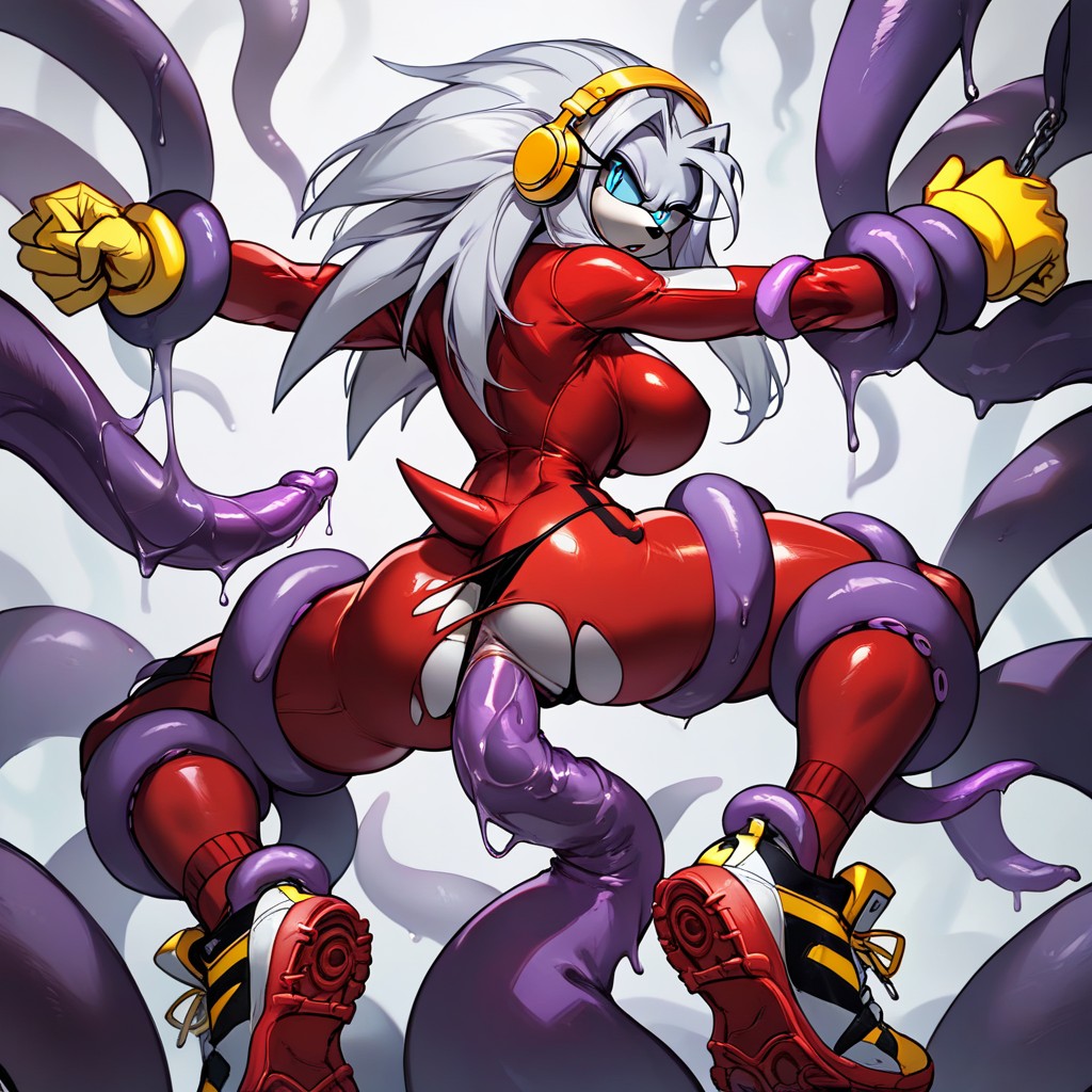 Restrained By Purple Tentacles, Ass Focus, Echidna Hair Furry AI Porn