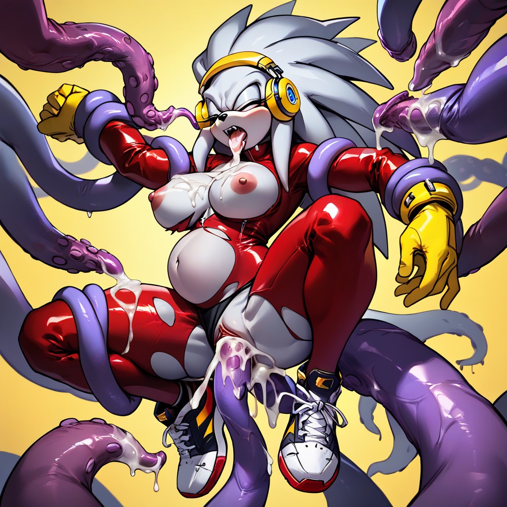 Big Veiny Tentacles, Damaged Clothes, Cum On Breast Furry AI Porn