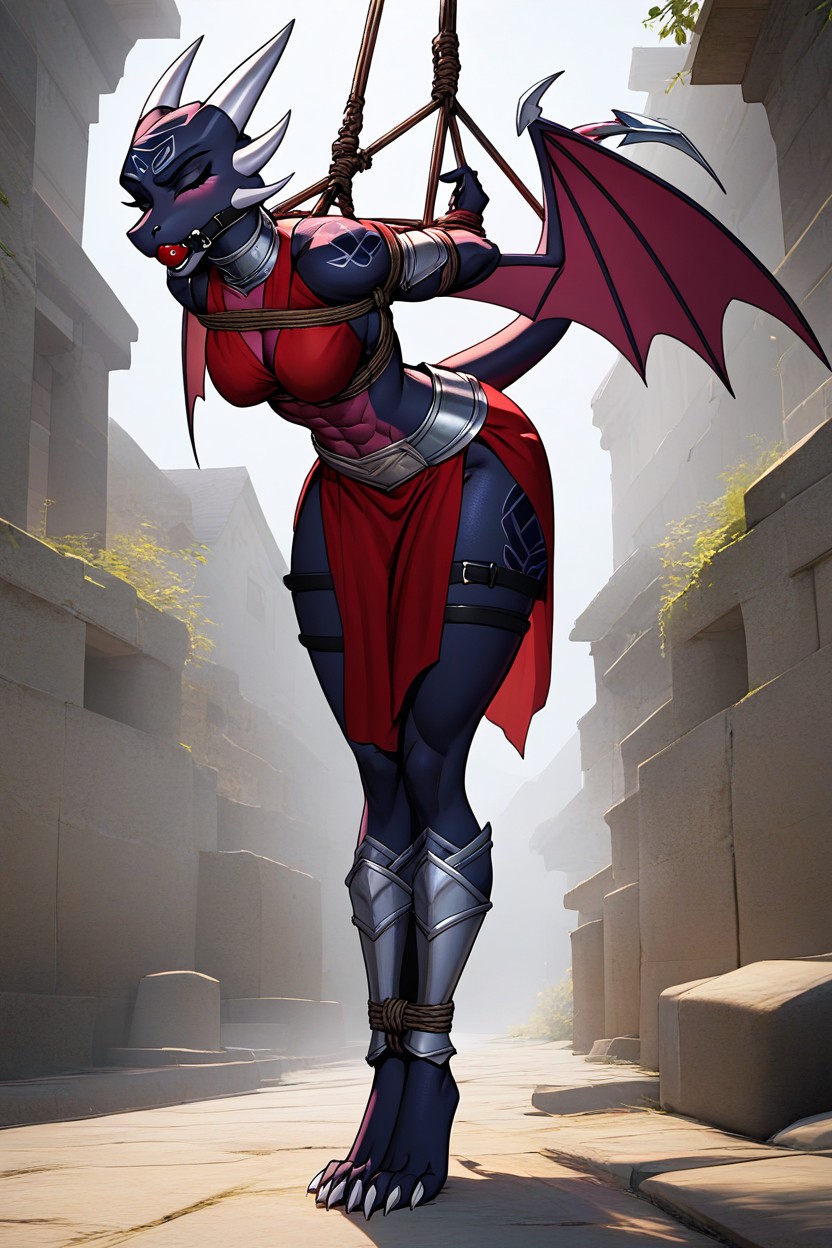 Professional Full Body Hogtie, Limbs Tied Together, Wings Furry AI Porn