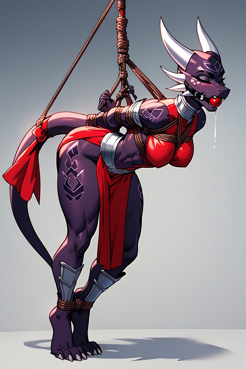 Complete Hogtie Position, Fully Bent Over Forward, Cynder Furry AI Porn