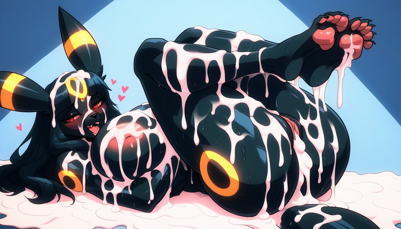 Cum Covered, Legs Up, Much More Cum Furry AI Porn