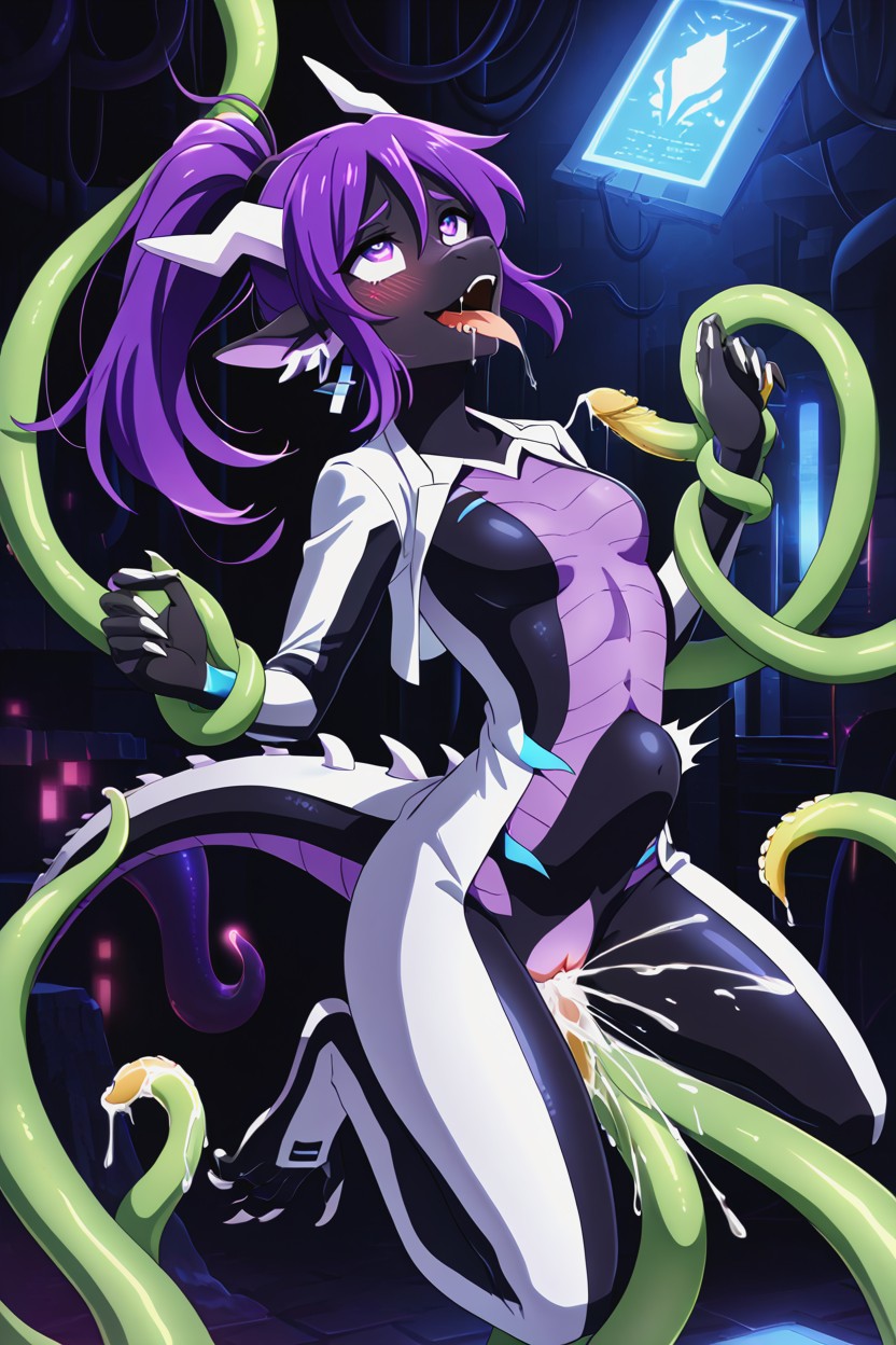 Trembling, Black Skin, Drooling Furry AI Porn