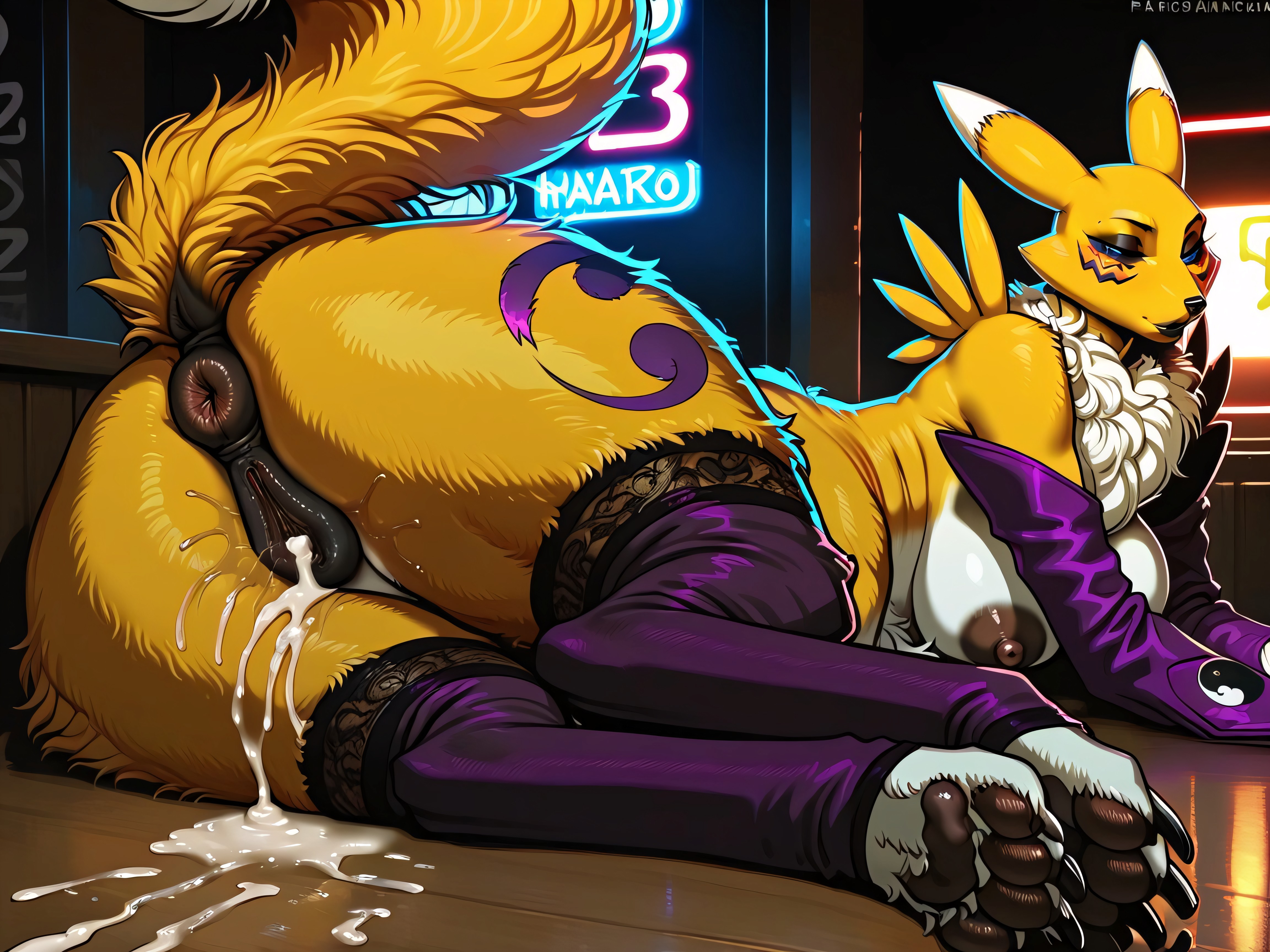 Cum Pool, Face Focus, Laying Furry AI Porn