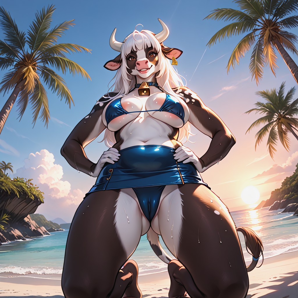 Cow Tail, Bright White Hair, Massive Ass Furry AI Porn