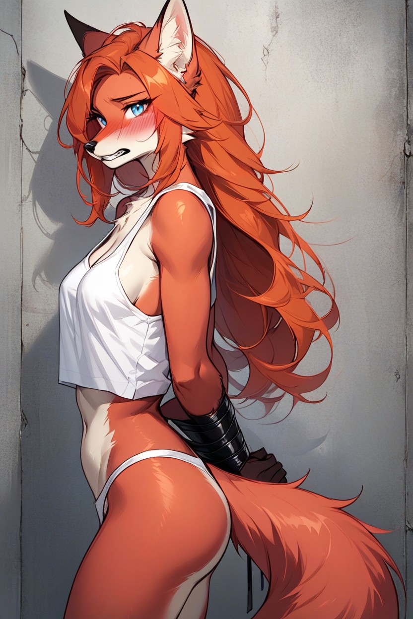 +, Side View, Blushing Furry AI Porn