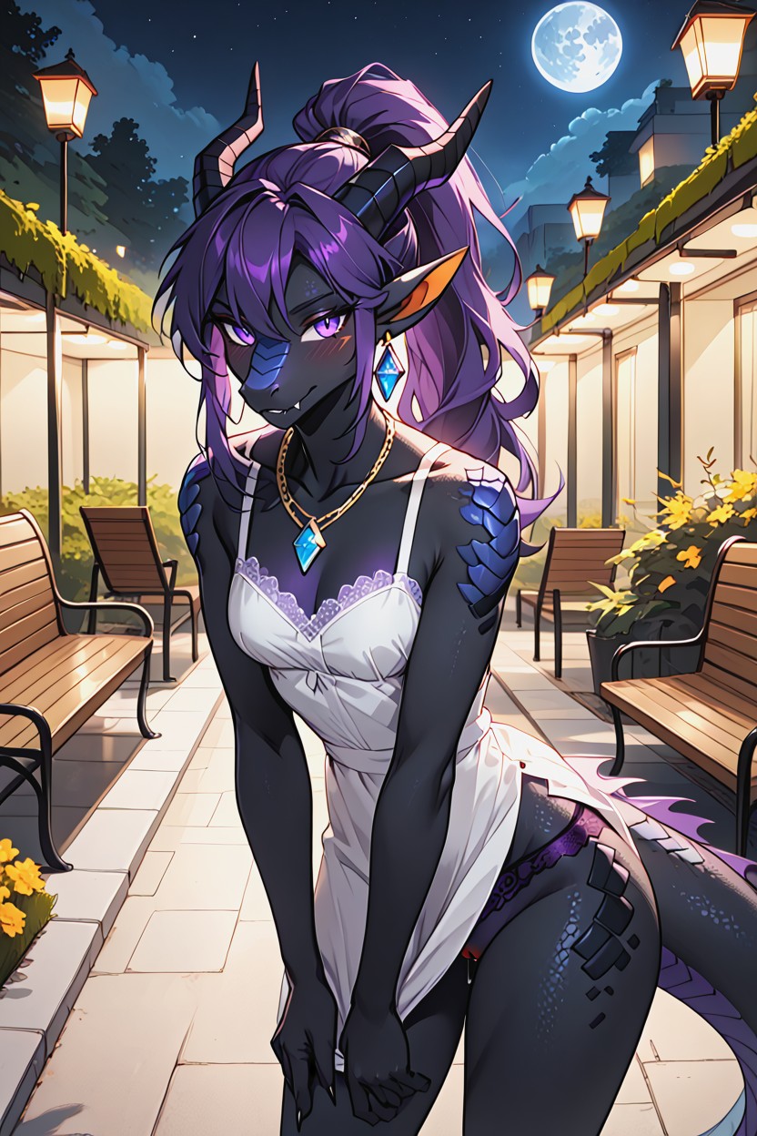 Purple Hair, Street Lights, Black Scales AI兽人黄片