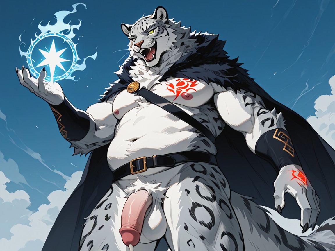 Green Flames Effect, Magic Spell, Thick Thigh Fur Furry AI Porn