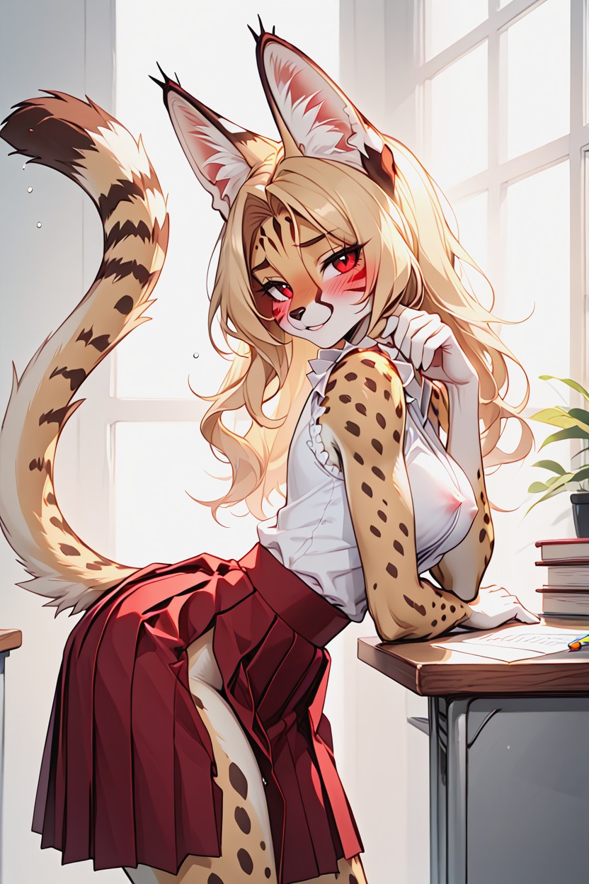 Blush For The Whole Face, Red Facial Stripes, Underboobs Porno IA Furry