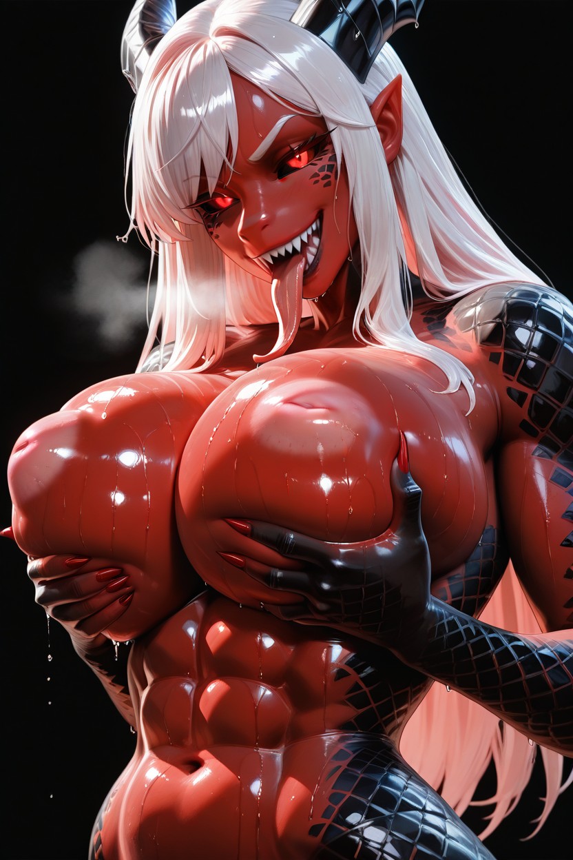 Naked, Spotless Skin, Red Eyes Furry AI Porn