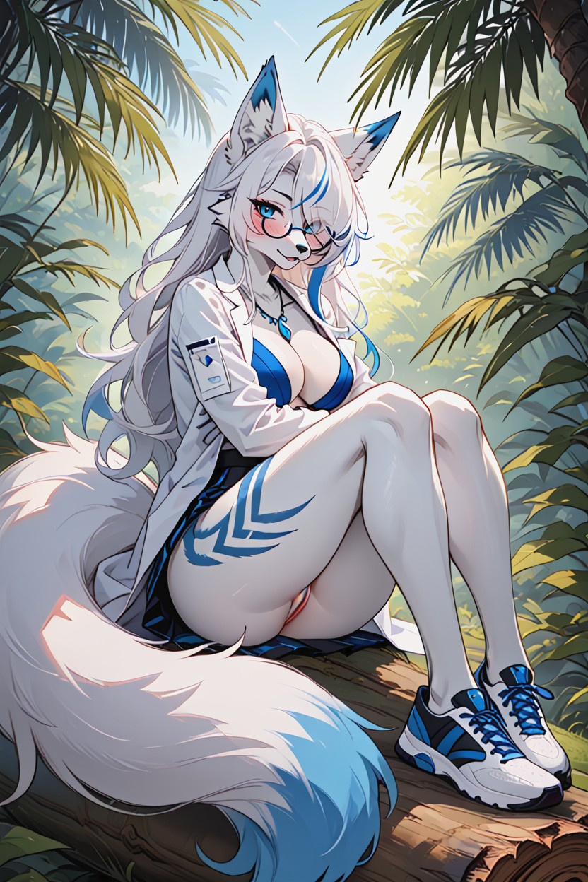 Long Lab Coat, Looking At Viewer, Glossy Fur ファーリーAIポルノ