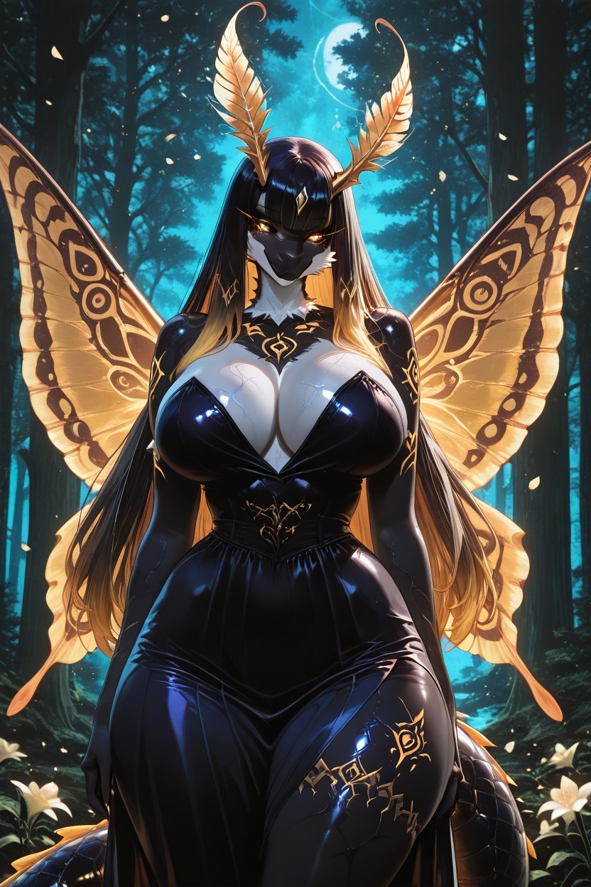 Dewdrops, Minimal Coverage, Subtle Glowing Markings On Abdomen And Thighs Voluptuous Feminine Curves ファーリーAIポルノ