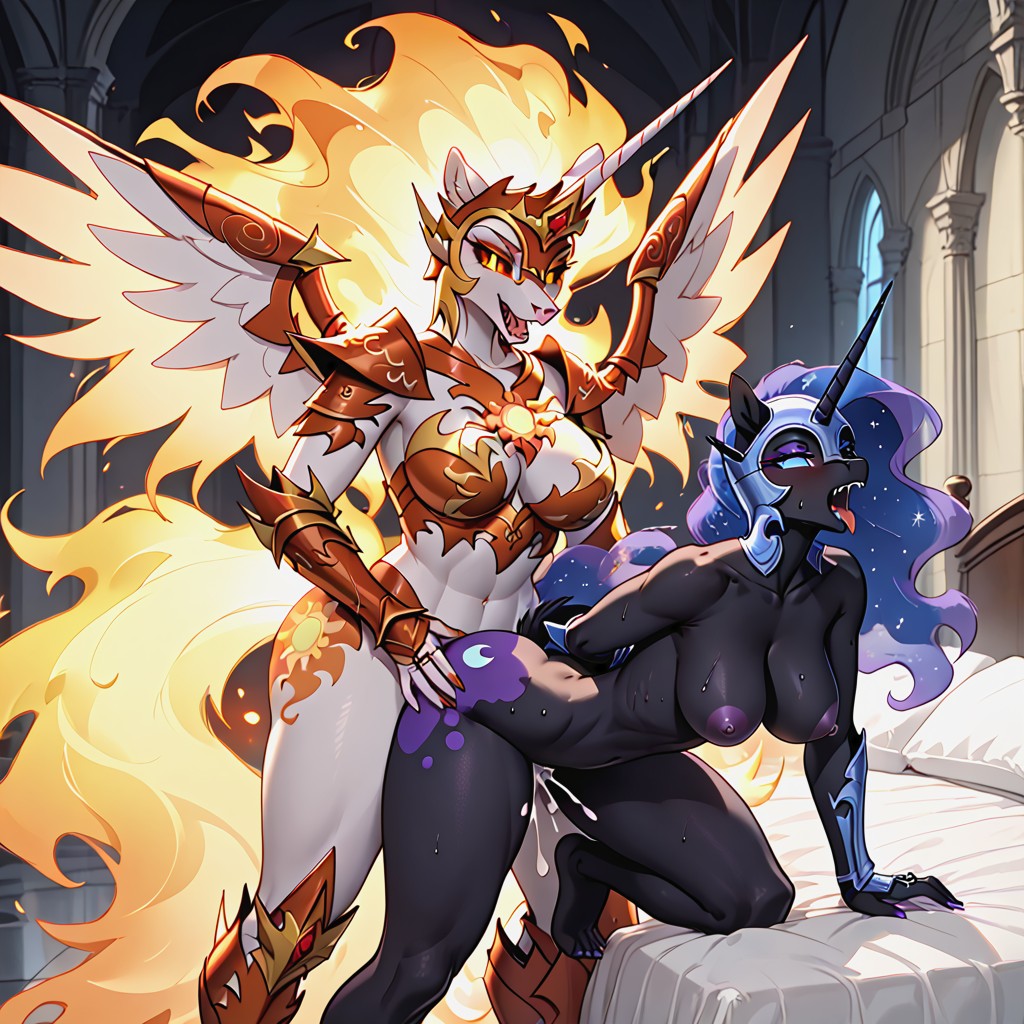 盔甲, Daybreaker Wearing Orange Armor, Nightmare Moon Have Wings AI獸人黃片