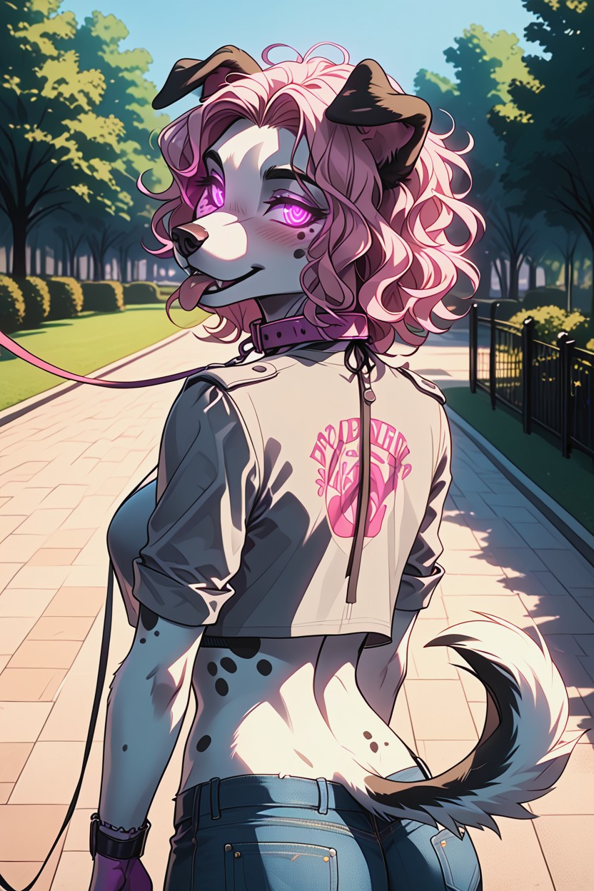 Pet Play, Pink Paws, Lower Back Tattoo Furry IA