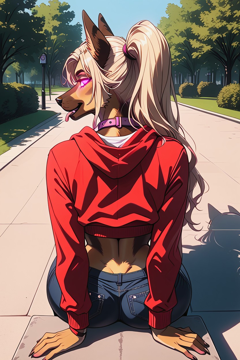 Hypnotic Control Collar, Tongue Out, Dog Furry AI Porn