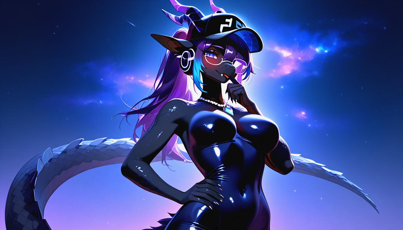 Dark Cosmic Background, Black Scales, Put She's Finger In Mouth AI獸人黃片