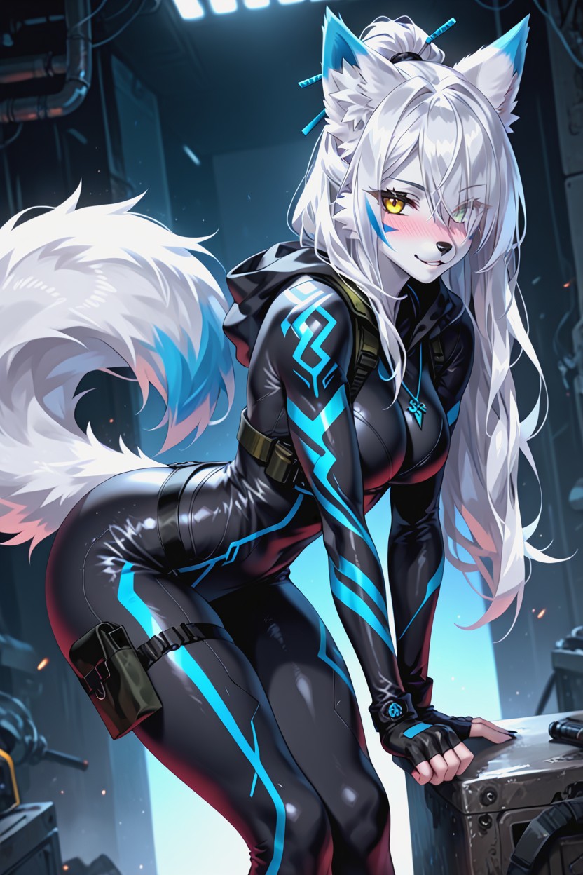 Medium Ass, Glossy Fur, Fingerless Gloves Furry AI Porn