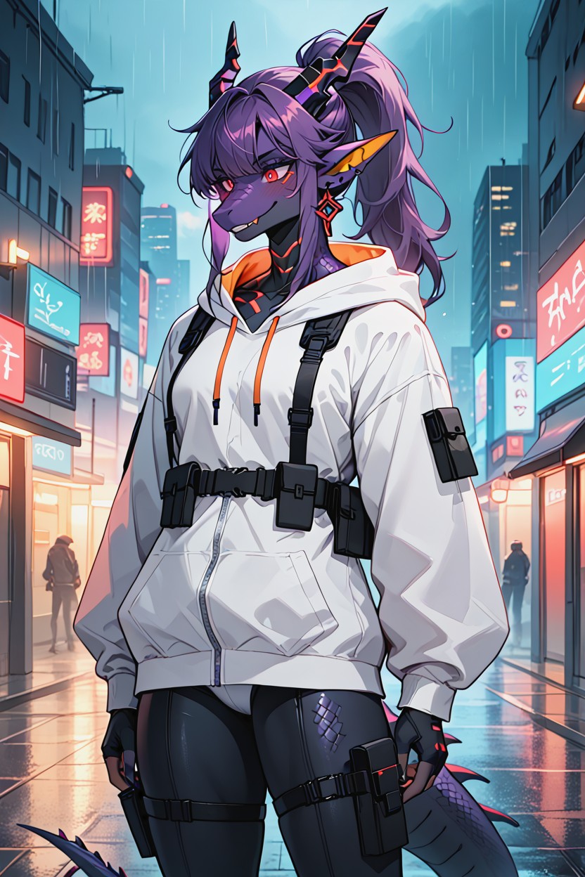 Crazy Eyes, White Thong, Tactical Bodysuit Furry IA