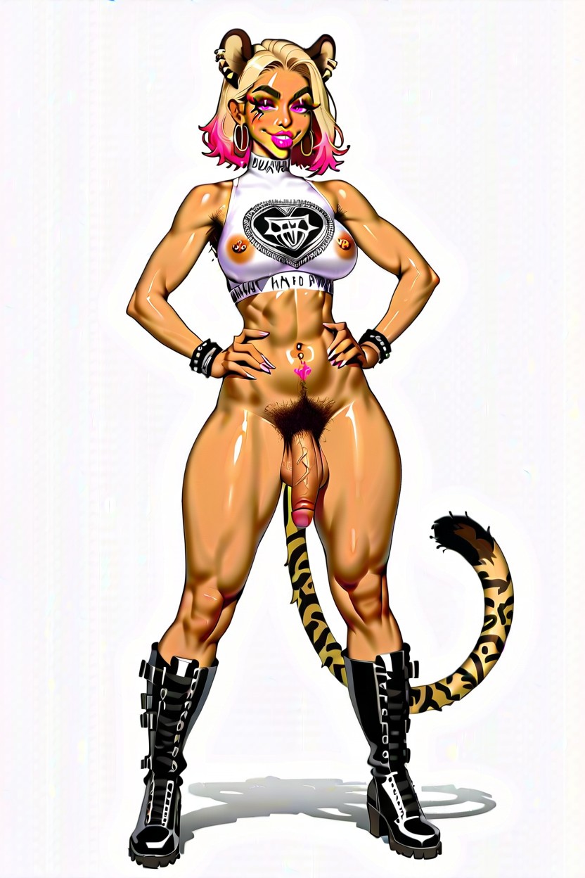 Fluffy Mouse Tail, Confident Pose, Boots Platforms Furry IA