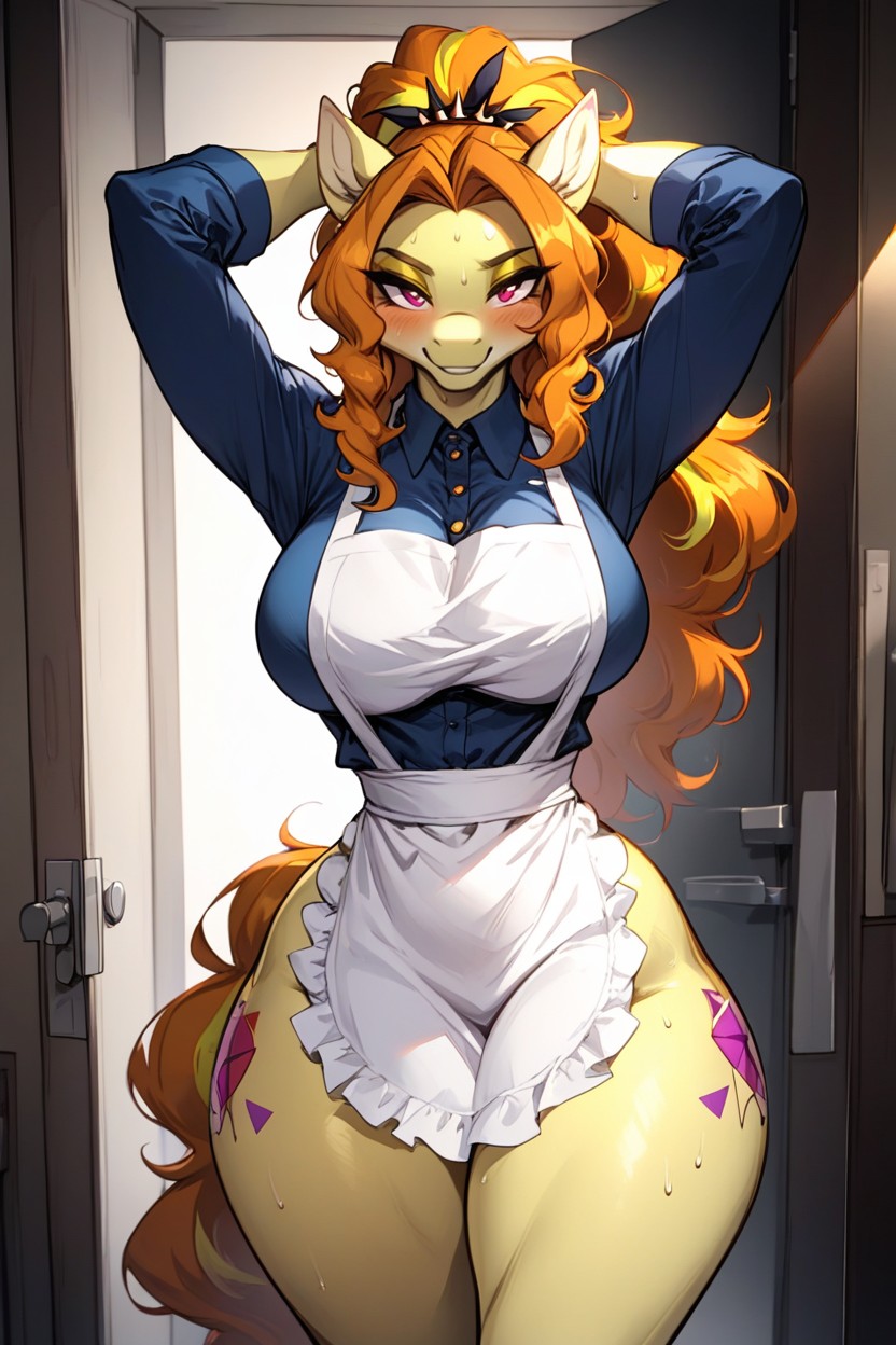 Arms Above Head, Waist Shot, Yellow Skin Furry AI Porn