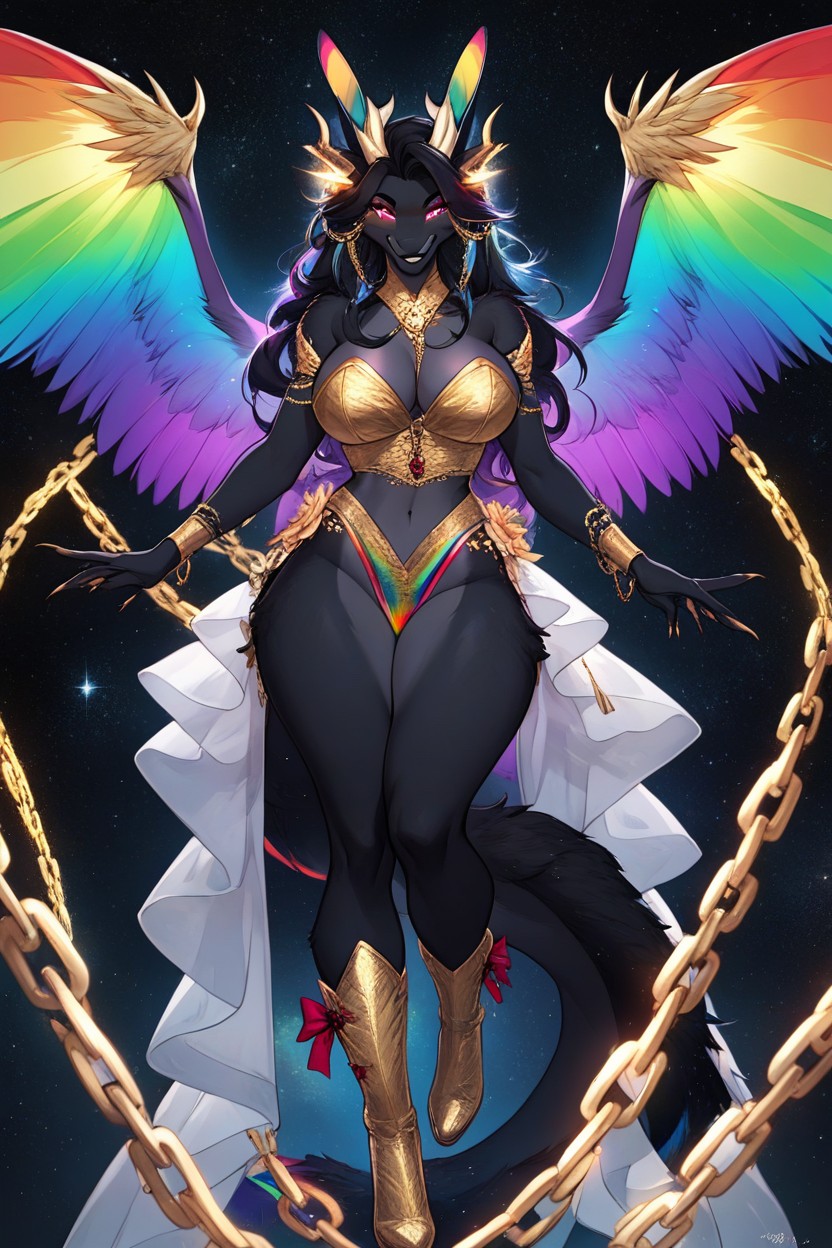Mischievous (smiling While Blushing), Rounded Ass, Black Fur Furry AI Porn