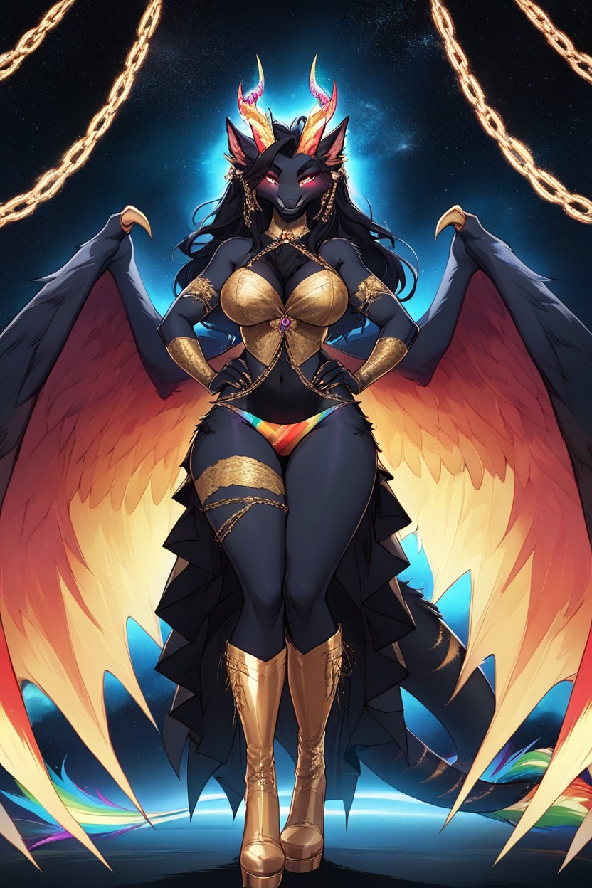 Black Fur, Spreading Legs, 30+ Furry AI Porn