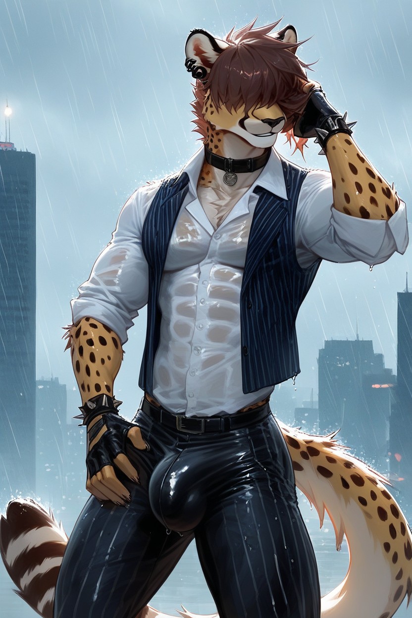 Spotted Body, Bottom Up, Extreme Hyper Cock Definition Furry AI Porn