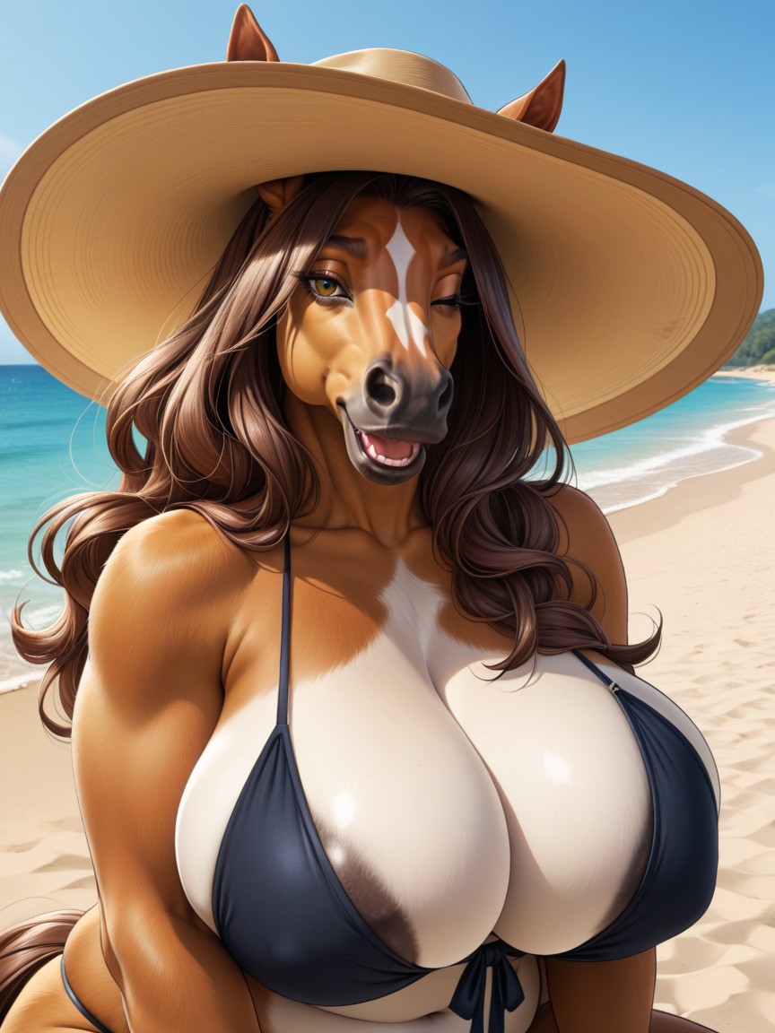 1 Person, Breasts On Display, Bikini Furry AI Porn