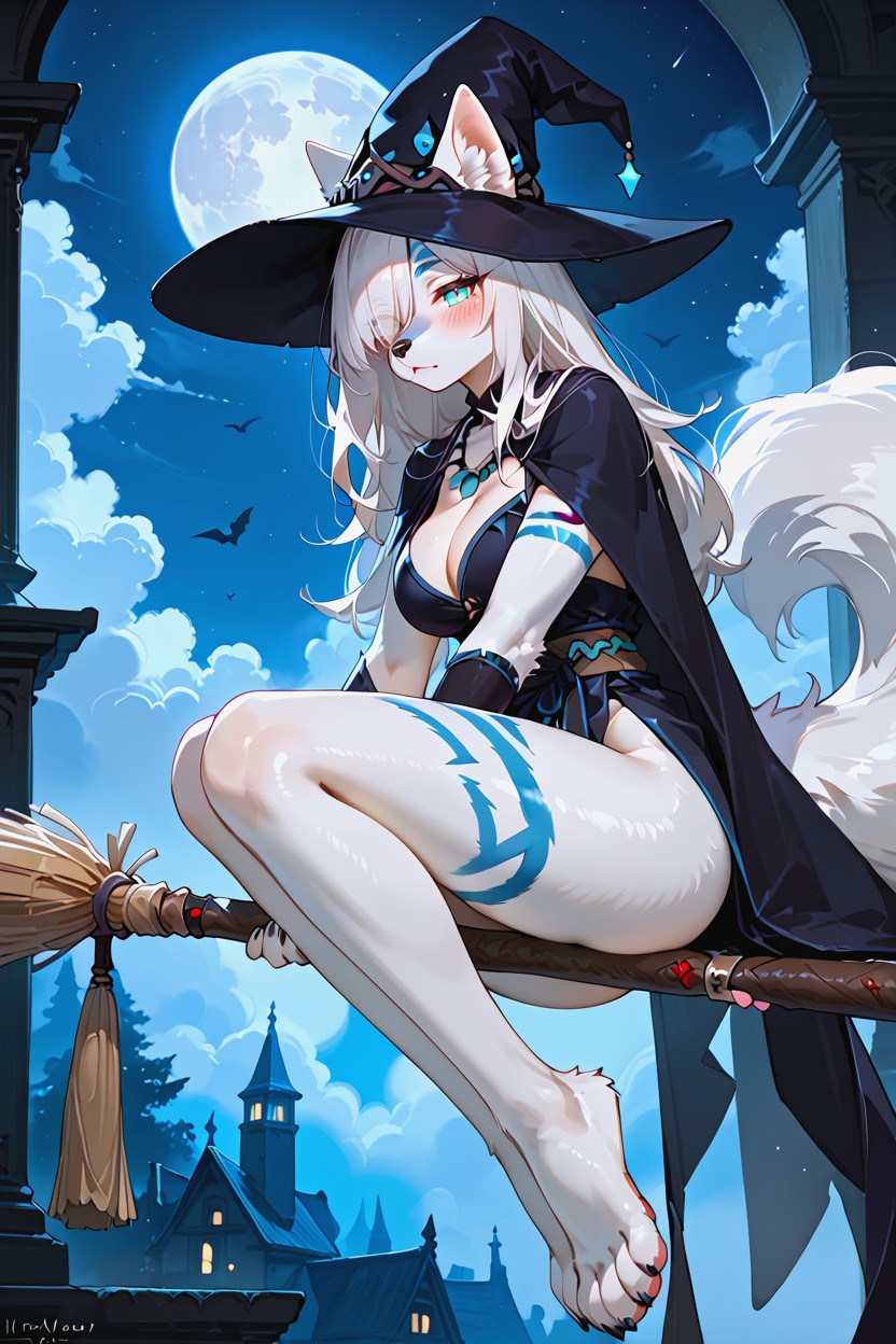 Female Arctic Fox, Medium Ass, Full Face Blush Porno IA Furry