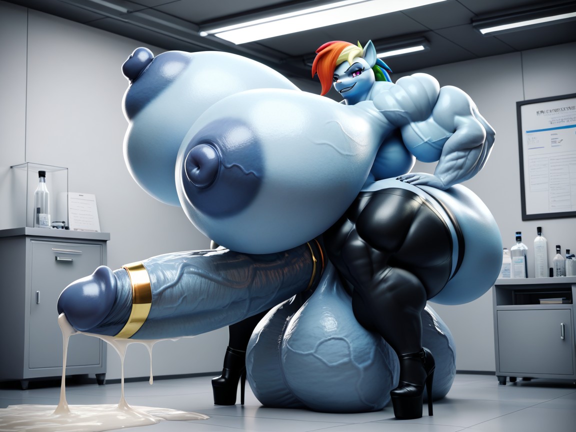 Rictus Diabolique, D Render, Absurdly Vascular Skin Porno IA Furry